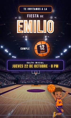 Invitación digital Básquetbol: Canasta en el último segundo: ¡suena la chicharra!