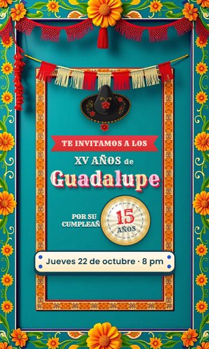 Invitación digital Charro: Salta el sombrero y cae papel picado