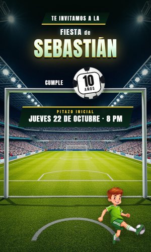 Invitación digital Fútbol: Un penalti que rompe la red: ¡GOOOL!