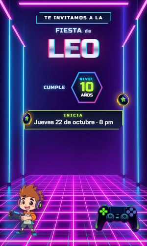 Invitación digital Gamer: Pantalla de carga de consola: PRESS START