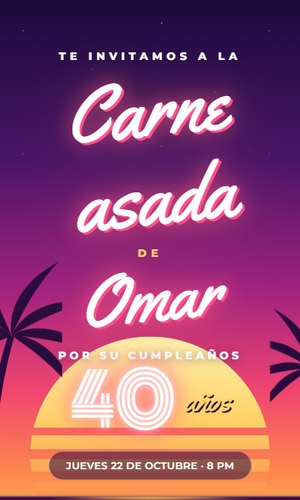 Invitación digital Atardecer: El sol se hunde en un atardecer retro